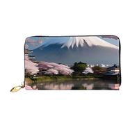 Monte Fuji In Early Spring Cartera larga con cremallera para mujer, 7.48 x 4.13 pulgadas, viene con ranuras para tarjetas de crédito en el interior, ligera y duradera., Negro -, Talla única, Moderno