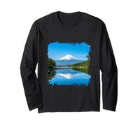 Monte Fuji Japón Lago Reflexión Paisaje Escénico Manga Larga