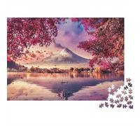 Monte Fuji Lago Sakura Rosa Puzzle de 1000 Piezas Puzzle para Adultos Papel Relajación Hogar Regalo 38x26cm/1000pcs