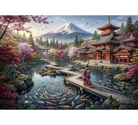 Monte Fuji y Flores de Cerezo Puzzle 1000 Piezas Adultos Y Niños,Anti-estrés,14 Años+,Deco Pared Sakura,Desafío,Regalo Ideal,Premium,Cartón,Rompecabezas,Relax,Reto,Educativo 38x26cm