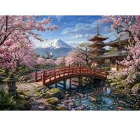 Monte Fuji y Flores de Cerezo Puzzle De Madera 1000 Piezas Adultos Y Niños,Rompecabezas,Desafío Sakura,Regalo Ideal,Deco Pared,14 Años+,Anti-estrés,Relax,Reto,Madera,Educativo (75x50cm)