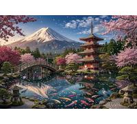 Monte Fuji y Flores de Cerezo Puzzle De Madera 500 Piezas Adultos Y Niños,Madera,Regalo Ideal,Anti-estrés Sakura,Rompecabezas,Relax,Deco Pared,14 Años+,Desafío,Educativo,Reto (52x38cm)