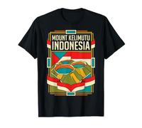 Monte Kelimutu Bandera de Indonesia Cráter Lagos Arte Retro Camiseta