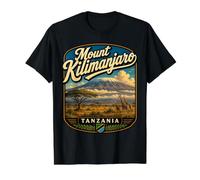Monte Kilimanjaro Tanzania Viajes de montaña Africana Camiseta gráfica económica, Hombre, Negro, M