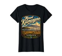 Monte Kilimanjaro Tanzania Viajes de montaña Africana Camiseta gráfica económica, Mujer, Negro, XS