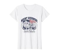 Monte Rushmore Presidente USA Flag Souvenirs Dakota del Sur Camiseta gráfica económica, Mujer, Blanco, M