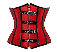 Montecarduo Corsé De Mujer - Gótico Red Underbust Corsé Burlesque Espiral Steel Deshuesado Corsés Y Bustiers Lencería Top Zipper Front Showgirl Costume, Style A, XL