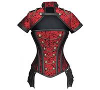 Montecarduo Corsé De Mujer - Red Steampunk Sexy Vintage Corsé Mujeres Burlesque Gótico Ropa Retro Bodice Punk Goth Lace Up Bustiers Set Zipper,Style A,S