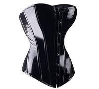 Montecarduo Corsé De Mujer - Sexy Black PVC Overbust Corsé Steampunk Lencería Top - Goth Rock Corsé Sexy Leather Waist Trainer Corsé para Mujeres, Estilo A, M