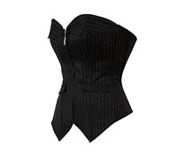Montecarduo Corsé De Mujer - Sexy Negro Cremallera Traje A Rayas Corsé Superior Profesional Oficina Dama Cosplay Disfraz Cintura Cincher Bustier Lencería, Estilo A, L