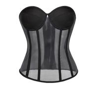 Montecarduo Corsé Overbust - Talla Grande Sujetador Transparente Malla Push Up Bralet Corsé Negro Atractivo para Mujer Bustier Club Party Transpirable Shapwear Disfraces,Style A,XXL