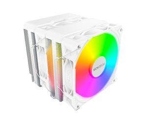 MONTECH NX600 ARGB Enfriador de aire de CPU de doble torre con 6 tubos de calor y cubierta superior premium | Ventilador E28 ARGB Premium de 28 mm | Base de cobre soldado | Disipación de calor