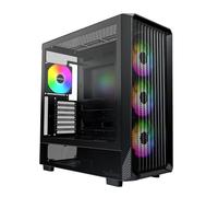 Montech X5- ATX - Carcasa para PC para Juegos de Torre Media, Alto Flujo de Aire, 3 Ventiladores ARGB de 140 mm y 1 x 120 mm preinstalados, Panel Lateral de Vidrio, Detalles de impresión de Carbono