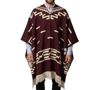Montecuador, Clint Eastwood, Poncho de lana de alpaca, hecho a mano en Ecuador, unisex, grueso, cálido y suave, rojo (Red Vine), Talla única