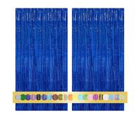 Montegoni 2 Piezas Cortina Metálica con Flecos Azules de 1x2,5 m, Decoración de Lámina con Purpurina para Año Nuevo, Cumpleaños, Baby Shower, Fiesta de Bodas | Flecos para decoración
