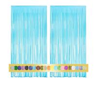 Montegoni 2 Piezas de Cortina metálica con Flecos Azules Macron de 1x2,5 m, decoración de lámina Brillante para Nochevieja, cumpleaños, Baby Shower, Fiesta de Boda | Flecos para decoración