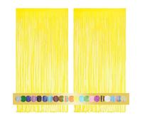 Montegoni 2 Piezas de Cortina metálica con Flecos Macron Amarillo de 1x2,5 m, decoración de lámina Brillante para Nochevieja, cumpleaños, Baby Shower, Fiesta de Boda | Flecos para decoración