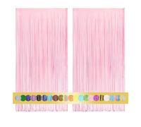 Montegoni 2 Piezas de Cortina Metálica con Flecos Rosa Claro de 1x2,5 m, Decoración de Lámina con Purpurina para Año Nuevo, Cumpleaños, Baby Shower, Fiesta de Bodas | Flecos para decoración