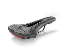 Montegrappa Menador Air Flow - Sillín de bicicleta de piel sintética para uso en bicicleta de carreras, bicicleta eléctrica, Mtb, Gravel, Enduro, relleno de espuma viscoelástica con dispositivo de