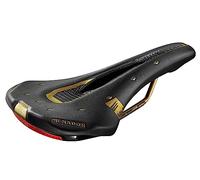 Montegrappa Menador Air Flow Sillín de Bicicleta para Carreras, Ebike-Mtb-Gravel Memory Foam, Edición Limitada Negro/Oro