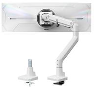 monTEK Brazo Monitor Reforzado para Pantallas Curvas Ultrapanorámicas de 17-57 Pulgadas, Soporta hasta 27 kg, Soporte de Monitor Ajustable en Altura con Resorte de Gas, VESA 75x75/100x100, Blanco