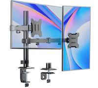 monTEK Soporte de monitor para 2 monitores para pantalla de 17 - 32 pulgadas de hasta 10 kg por brazo, brazo de monitor regulable en altura con una capacidad de carga con abrazadera / pasacables de