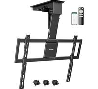 monTEK Soporte de techo motorizado para TV de 43 a 86 pulgadas, soporta hasta 55 kg, compatible con VESA fuera del centro, mando a distancia/aplicación/control por voz, adecuado para techos planos e
