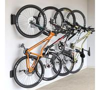 monTEK - Soporte portabicicletas de pared, gancho giratorio de garaje para bicis, ahorra espacio, soporte vertical para bicicletas, hasta 30 kg, color negro, juego de 4