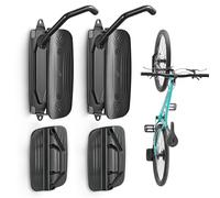 monTEK - Soporte portabicicletas de pared, gancho giratorio de garaje para bicis, ahorra espacio, soporte vertical para bicicletas, hasta 30 kg, juego de 2