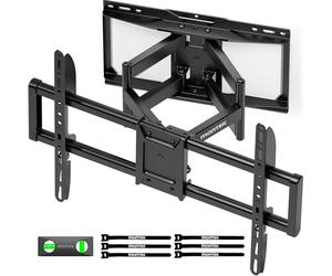monTEK Soporte TV Pared Movimiento Completo para 37-90 Pulgadas Pantallas, Soporte TVcon Brazos Dobles, Giratorio y Inclinación sin Herramientas, MAX VESA 600x400mm hasta 75 kg