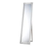 Montemaggi Espejo de Pie con Inclinación Ajustable, Espejo Rectangular con Marco de Madera Blanca Estilo Shabby, Espejo para Dormitorio y Sala de Estar, 50x160 cm
