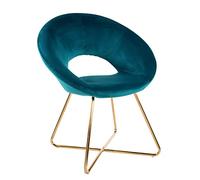 MONTEMAGGI Sillón Circular de Terciopelo con Patas Doradas, Sillón ergonómico tapizado para salón y Dormitorio, Azul petróleo, 71x59x84 cm
