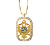 Montenegro - Collar con colgante de emblema nacional de la UE con diamantes de cristal dorado