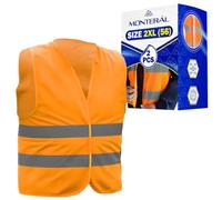 MONTERAL 2 Piezas Chaleco Reflectante Naranja 2XL - 56 para Hombres y Mujeres - Colete Reflector Está Fabricado en 100% Poliéster 120 g/m² - Cumple con las Normas EN ISO 13688 y EN ISO 20471