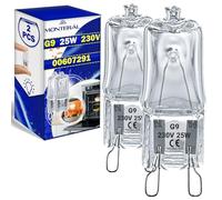 MONTERAL 2 Piezas Halógena Bombilla Horno G9 25W 230V 300°С Horno de Luz con Código Original 00607291 607291 para Bosch para Siemens para Balay
