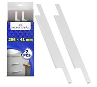 MONTERAL 2 Piezas Ocultos Tiradores Cocina 296 x 41 mm Distancia Entre Orificios Fijación 256 mm - Tiradores Armarios Cocina y Muebles Fabricado en Aluminio con Recubrimiento Anodizado - Color Gris