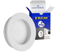 MONTERAL 4 Piezas Empotrado Uñero Puerta Corredera Ø 40,5 mm - Tiradores Armarios Empotrados Fabricado en Aleación de Zinc y Aluminio Color Blanco - Garantía de 10 Años