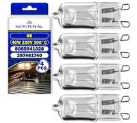 MONTERAL 4 Piezas Halógena Bombilla G9 para Horno 40W 230V 300°С - Bombilla Horno con Código Original 8085641028 387461740 para AEG para Electrolux para Zanussi