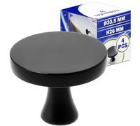 MONTERAL 4 Piezas Pomos Armario Ø33,5 mm H26 mm - Pomos Cocina Fabricado en Aleación de Zinc y Aluminio - Tiradores Armarios en Color Negro Mate - Garantía de 10 Años