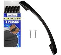 MONTERAL 5 Piezas Tiradores Сocina 127x26x20 mm Distancia Entre Orificios Montaje 96 mm - Tiradores Armarios Cocina y Muebles Fabricado en Aleación ZnAl en Сolor Negro Mate - Garantía de 5 Años