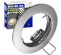 MONTERAL 6 Piezas Marco Foco Empotrable LED Techo Ø 53-80 mm - Marco Techo Empotrable para Bombillas GU10 Max 50W - Cuerpo de Acero Color Cromo - Garantía de 10 Años