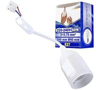MONTERAL Casquillo para Bombillas E27 con Cable y Bloque Terminales 160 mm 2x0,75mm² Ø40 mm Max 60W 220-240V - Casquillo Bombilla E27 de Color Blanco - Garantía de 10 Años