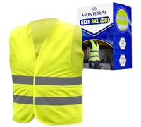 MONTERAL Chaleco Reflectante Amarillo 3XL - 58 para Hombres y Mujeres - Colete Reflector Está Fabricado en 100% Poliéster 120 g/m² - Cumple con las Normas EN ISO 20471