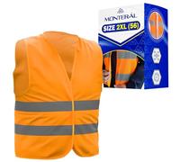 MONTERAL Chaleco Reflectante Naranja 2XL - 56 para Hombres y Mujeres - Colete Reflector Está Fabricado en 100% Poliéster 120 g/m² - Cumple con las Normas EN ISO 13688 y EN ISO 20471