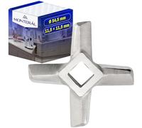 MONTERAL Cuchilla Picadora Carne Electrica Ø 54,5 mm Longitud de Lados de Orificio 11,5 x 11,5 mm para Kenwood MG700 MG710 MG720 - Garantía de 10 Años