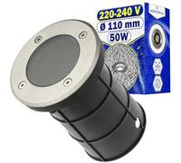 MONTERAL Foco LED Empotrables Exterior GU10 Max 50W AC 220-240V 50-60Hz Grado Protección IP67 IK10 - Luz Exterior Suelo con Anillo Acero Inoxidable Ø 110 mm y Carcasa con Profundidad Montaje 121 mm