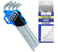 MONTERAL Juego Llaves Torx Extra Largas T10-T50 9 Piezas - Llave Torx de Acero al Cromo-Vanadio CrV
