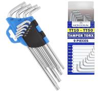MONTERAL Juego Llaves Torx TT10 - TT50 9 Piezas - Llaves Tamper Torx Set Fabricado en Acero Aleado al Cromo-Vanadio CrV