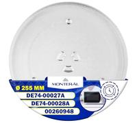 MONTERAL Plato Microondas Universal Ø 255 mm Tiene 3 Fijaciones con Código Original DE74-00027A DE74-00028A para Samsung 00260948 para Bosch