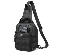 Monterra Bolsa táctica de hombro para EDC, crossbody, equipo y equipo deportivo al aire libre, mochila de viaje, mochila de senderismo., Negro -, L, Mochilas Sling